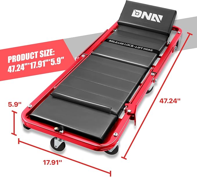 DNA MOTORING TOOLS-00193 48" 2 IN 1 Folding Rolling Garage Shop Creeper Roller - Image 2