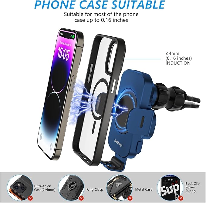 Wireless Car Charger, Fast Charging 15W Auto Clamping Car Charger Phone Holder - Image 6