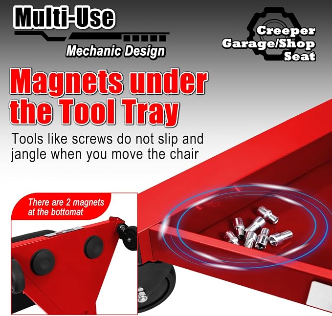 Mechanic Stool with Wheels, Hydraulic Adjustable Shop Stool on Wheels, Garage - Image 8