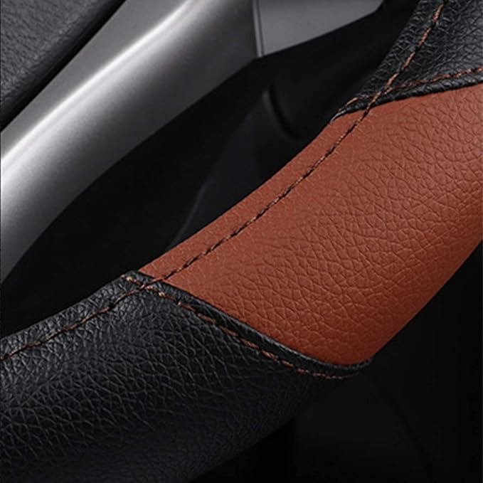 Leather Car Steering Wheel Cover, Non-Slip Car Wheel Cover Protector Breathable - Image 4