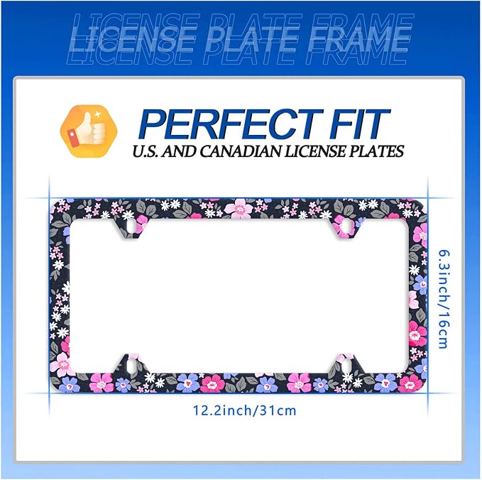 Watercolor Purple and Pink Hibiscus Flowers License Plate Frame License Plate - Image 7