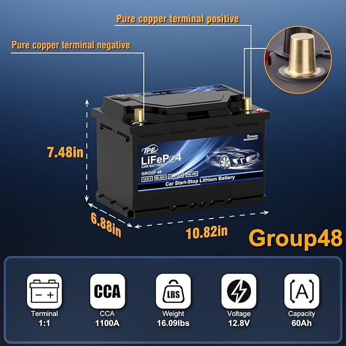 Group48 LiFePO4 Lithium-ion Car Battery Lightweight Design Auto Lithium Battery - Image 2