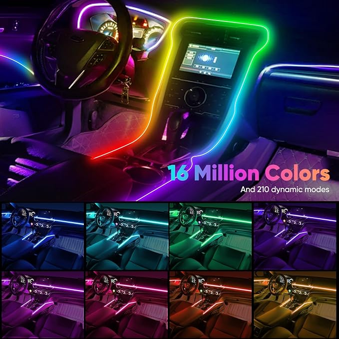 Acrylic 6 in 1 Car LED Lights Interior, RGB Ambient Lighting Car - Image 3