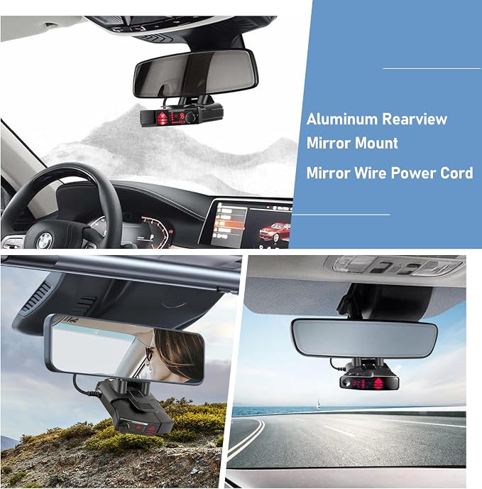 Radar Detector Mount, Rearview Mirror Rod Radar Mounting Bracket+Rearview - Image 2