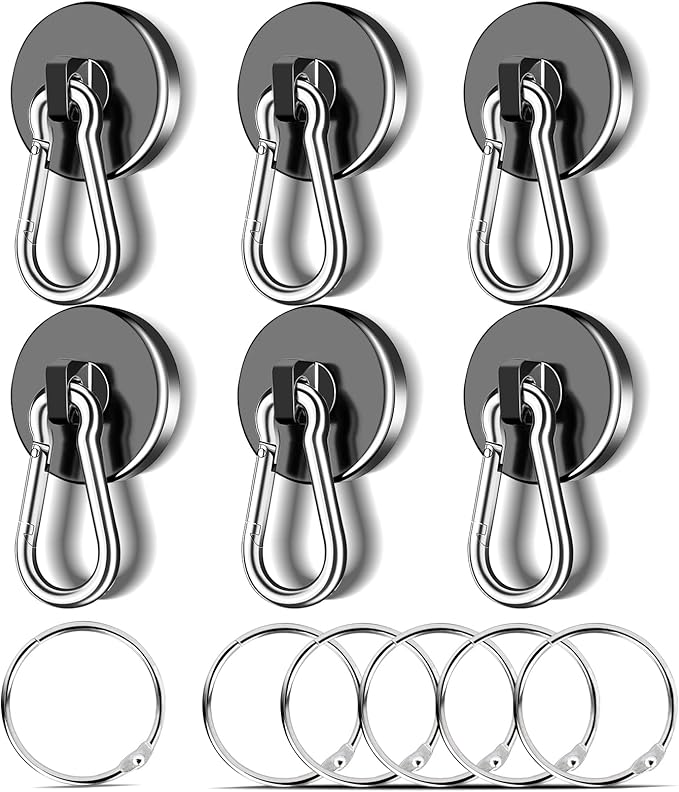 MIKEDE 6 Pack Strong Magnetic Hooks, 70LBS Pull Force Neodymium Magnetic Hooks by MIKEDE