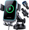 Wireless Car Charger, MOKPR 15W Fast Charging Auto Clamping Dashboard by MOKPR