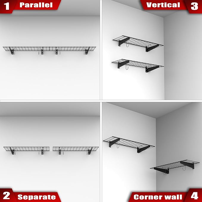 WALMANN 2 Pack Garage Wall Mount Shelves, 45x15 inch Wall Mounted Storage - Image 9