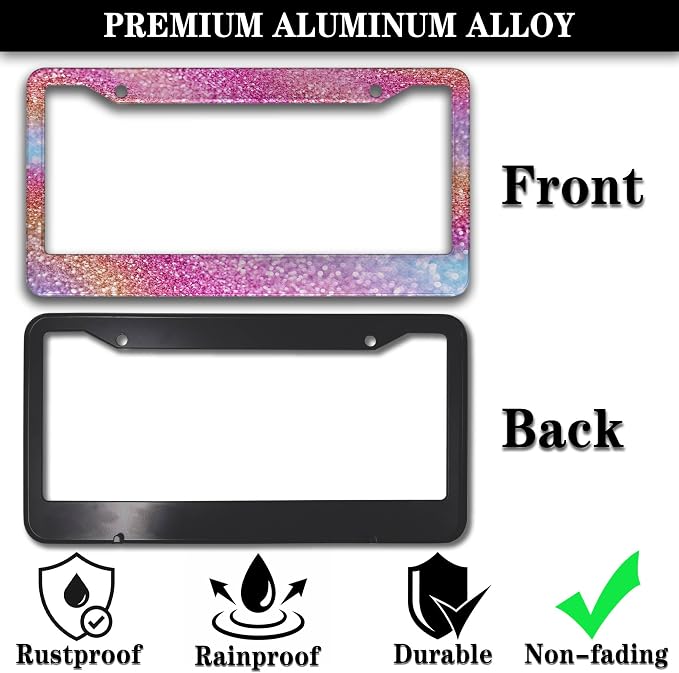 License Plate Frame Multicolor License Plate Holder Shining Rainbow Gradient - Image 3