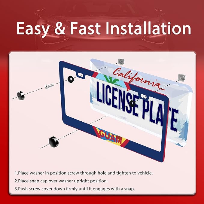 Personalise Guam Flag License Plate Frames Round Hole Guams License Plate Frame - Image 5