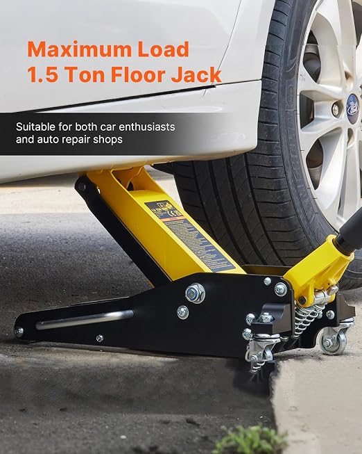 VEVOR Low Profile Floor Jack 1.5 Ton, Aluminum and Steel Race Ground Elevator - Image 2