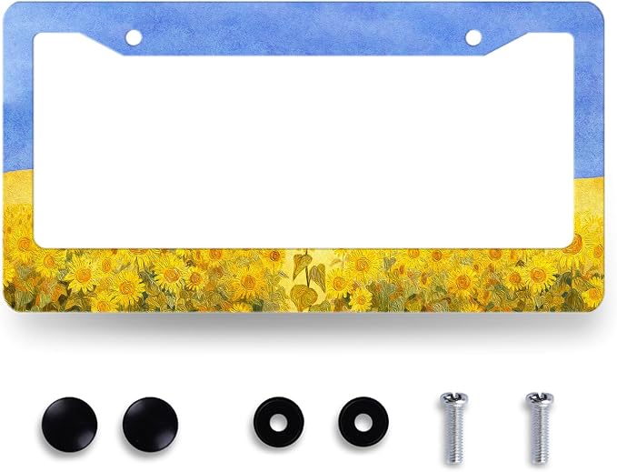 Sunflowers License Plate Frame Watercolor Yellow Floral License Plate Holder by RNKATIH