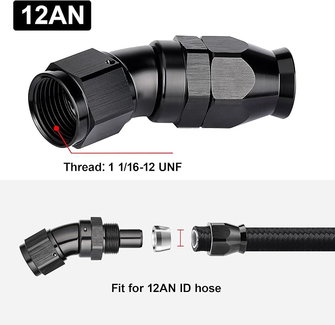 EVIL ENERGY 12AN 30 Degree PTFE One Piece Full Flow End Hose Fitting Aluminum - Image 4