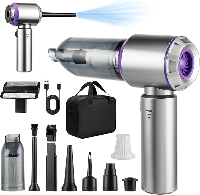 Car Vacuum Portable Cordless, 21000PA High Power, Mini Vacuum Cleaner, 4-in-1 by hochinchow