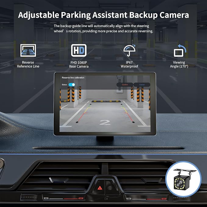 Portable Apple Carplay Screen for Car, 4K Dash Cam, 1080p Backup Camera DVR - Image 6