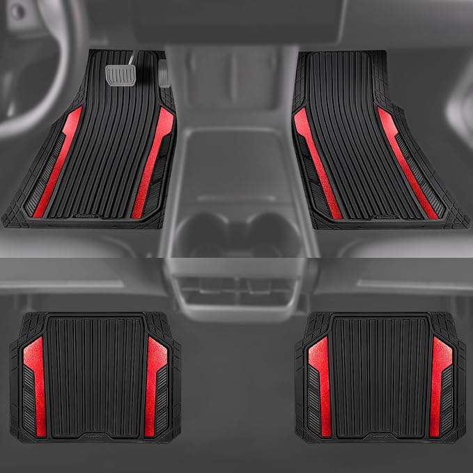 CAR PASS Heavy Duty Rubber Car Mats Metallic, Aluminum Film All Weather Floor - Image 5