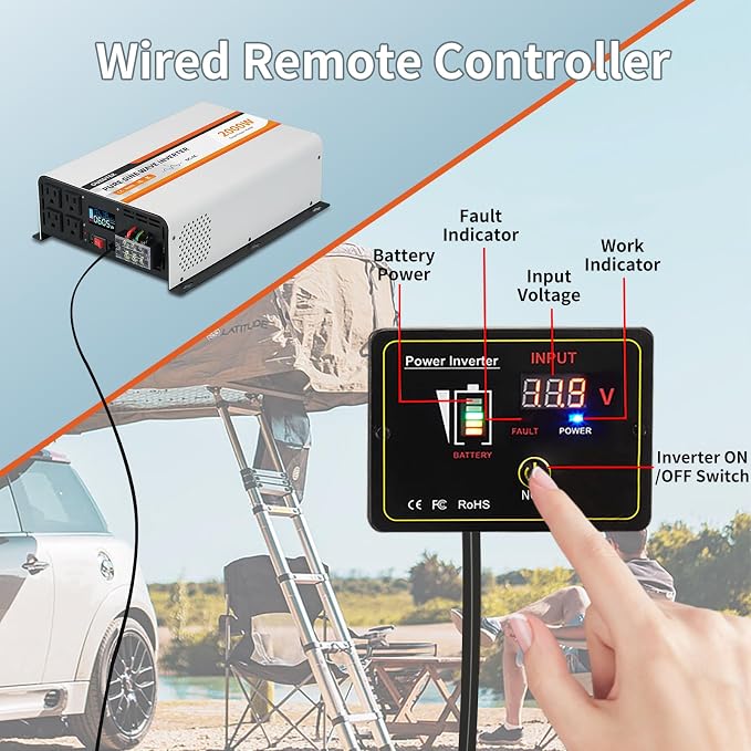2000W Pure Sine Wave Inverter 12V DC to 120V AC Converter - Image 4