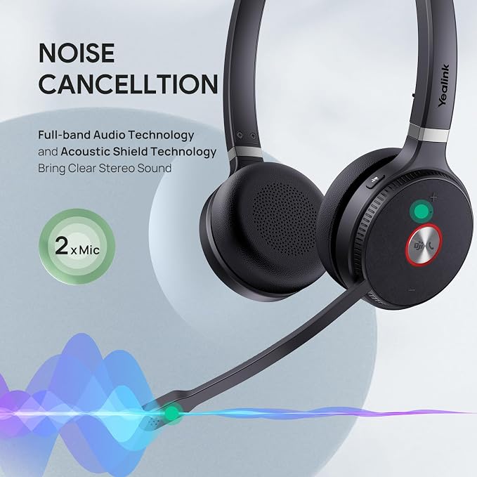 Yealink WH62 Dual Teams DECT Wireless Headset 525 ft Range, Work Headphones - Image 2