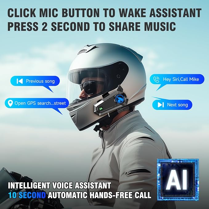 Motorcycle Helmet Bluetooth Headset, Intercom/Hands-Free - Image 8
