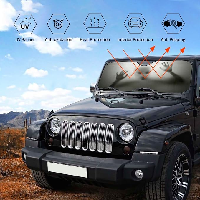 Alien trapped Car Windshield Sunshade Front Window Sun Visor Protector Foldable - Image 6