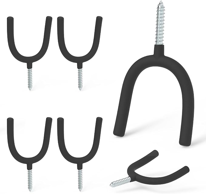 HUHOLE Screw in U Hook, Shovel Holder Wall Mount, U Hooks by HUHOLE