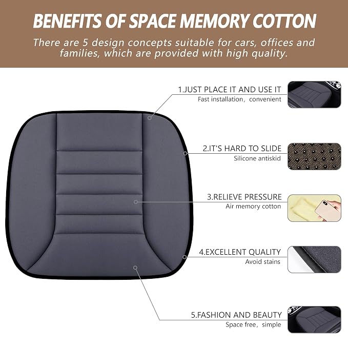 MYFAMIREA Car Seat Cushion Pad 1.2" Thick Comfort Seat Protector - Image 2