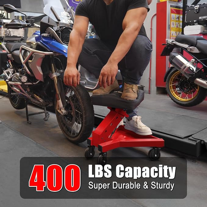 Mechanic Stool with Wheels, Hydraulic Adjustable Shop Stool on Wheels, Garage - Image 2