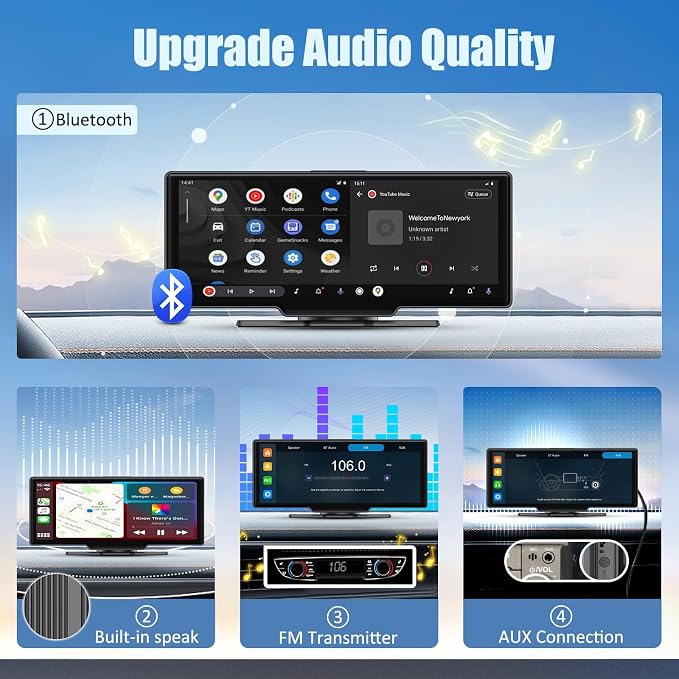 Wireless Carplay Screen, 10.26"Portable Car play & Android Auto Touch Screen - Image 6