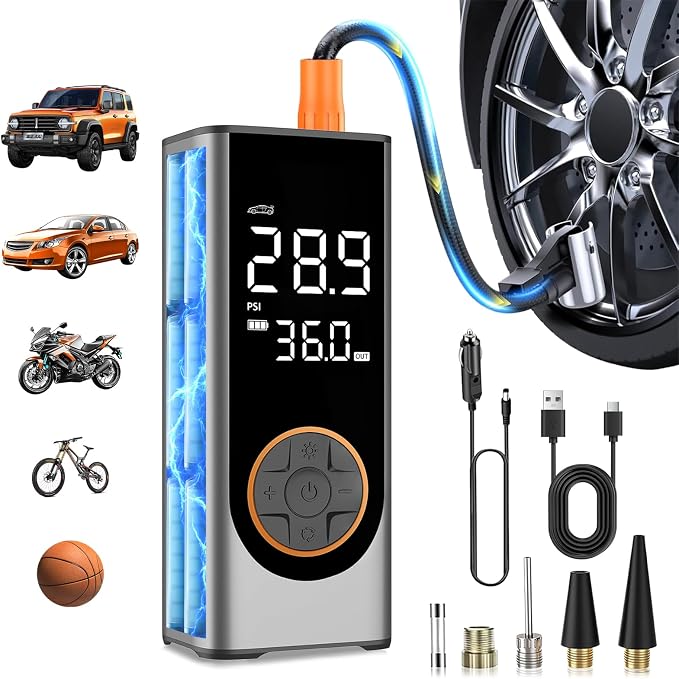Tire Inflator Portable Air Compressor, 150PSI Cordless Air Pump by Unknown