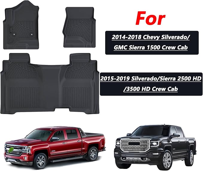 Floor Mats for 2014-2019 Chevy Silverado GMC Sierra 1500 Crew Cab, Chevrolet - Image 2