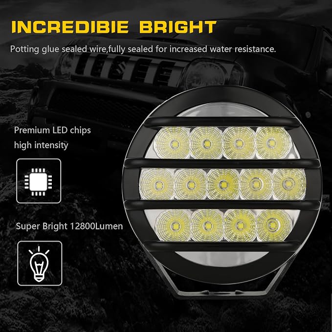 BIGLION.X 3.7 Inch 130W Off Road Lights White Round Offroad Fog Lights Super - Image 3