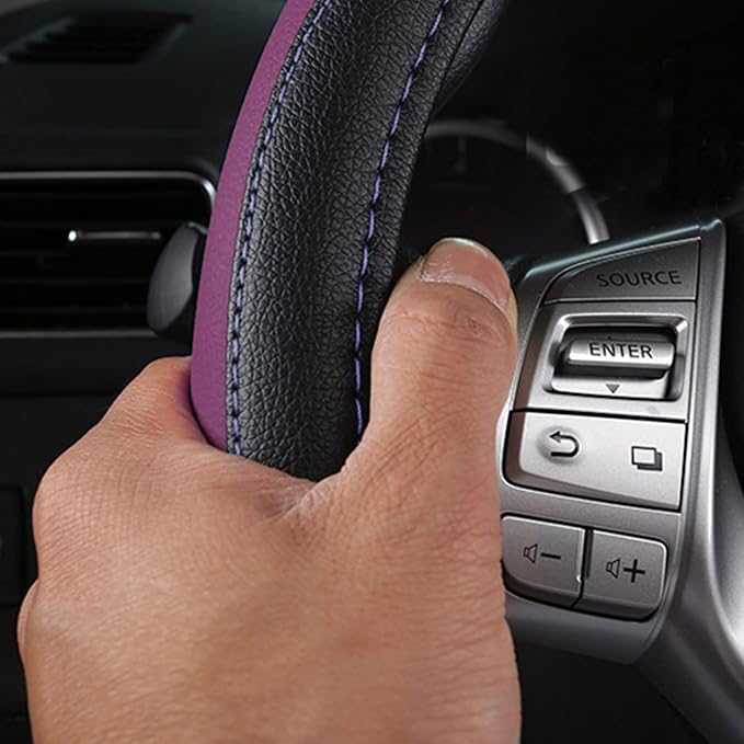 Leather Car Steering Wheel Cover, Non-Slip Car Wheel Cover Protector Breathable - Image 5