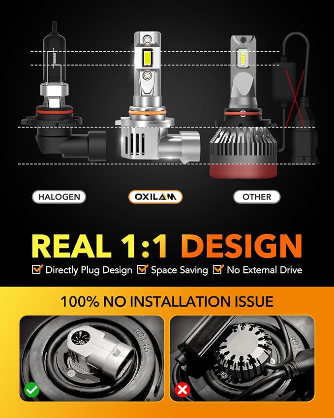 OXILAM 9006 LED Bulbs, 000LM 700% Super Bright 6000K Cool White, Plug and Play - Image 4