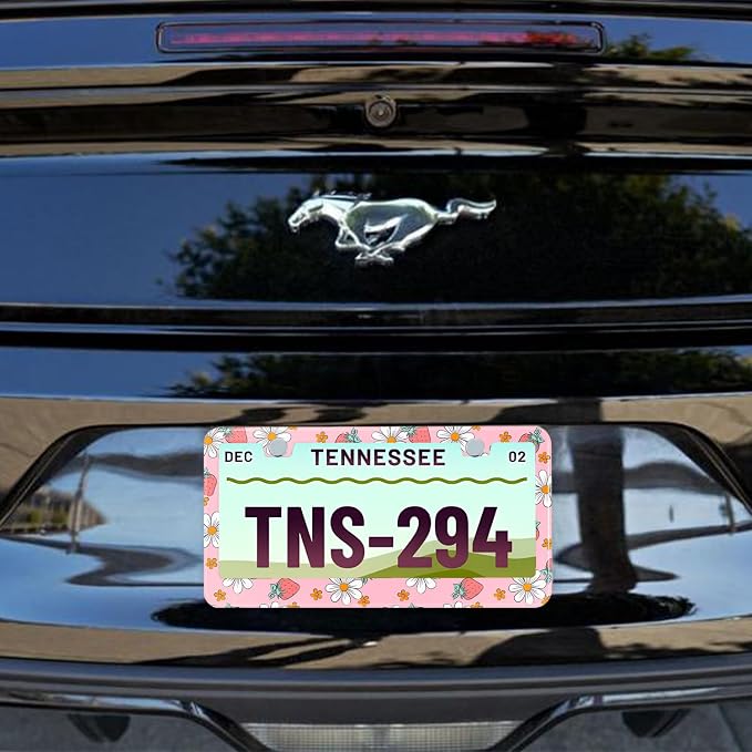 Pink Strawberry Floral License Plate Frame Stainless Steel License Plate Frames - Image 7