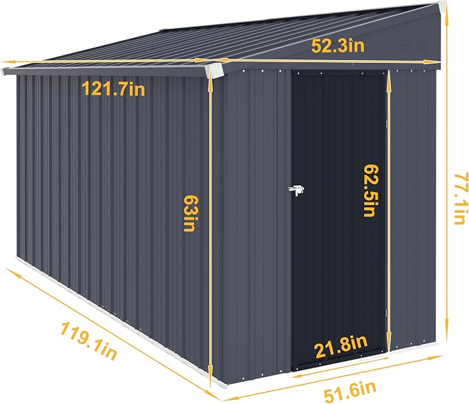 BlueWish 4'x10' Storage Shed, Outdoor Storage Shed - Image 3
