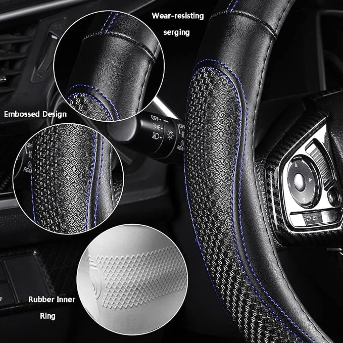 Leather Car Steering Wheel Cover 15 inch Universal Fit Microfiber Steering - Image 4