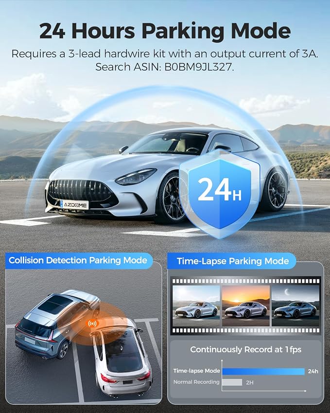 AZDOME PG17 12" 4K Mirror Dash Cam Front and Rear, Wi-Fi 6 Rear View Mirror - Image 8