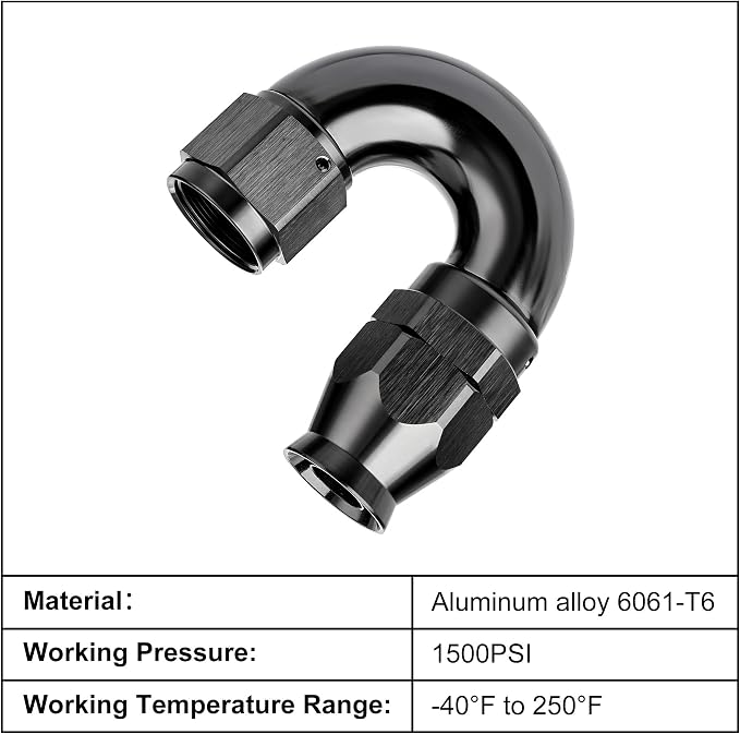 EVIL ENERGY 10AN 180 Degree PTFE One Piece Full Flow End Hose Fitting Aluminum - Image 3