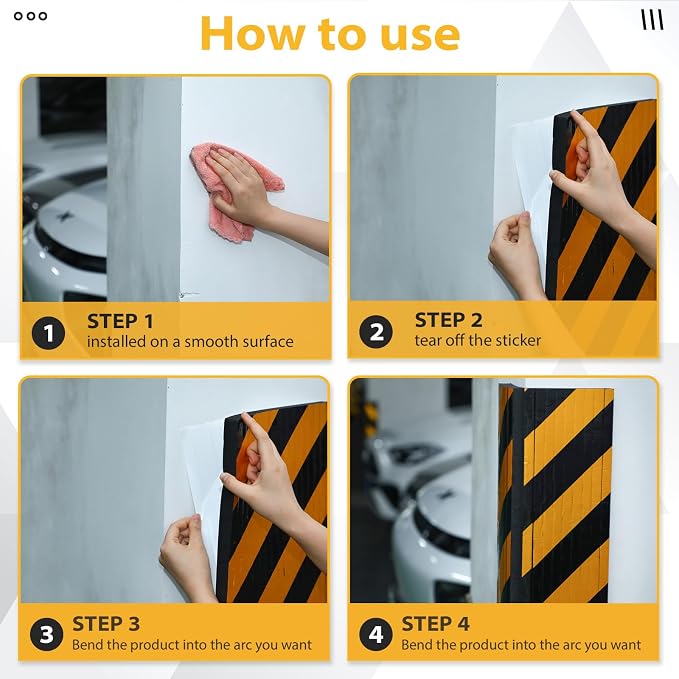 6 Pcs Garage Wall Protector Garage Pole Padding Wall Bumpers Guards Reflective - Image 5