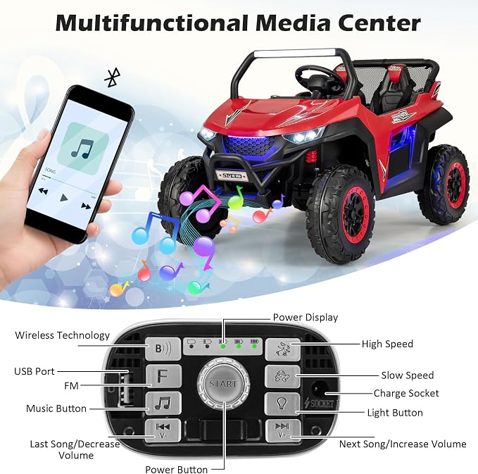 Costzon 2-Seater Ride on Car for Kids, 12V Kids' Electric Vehicles w/Remote - Image 3