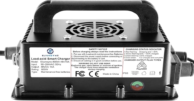 800W Lead Acid Battery Charger 48 Volt 15 AMP 3-Pin Triangular Plug EZGO RXV & - Image 4