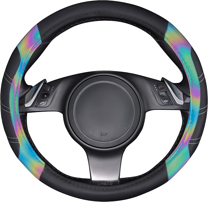CAR PASS Line Rider Microfiber 15.5-16 Inch Leather Sporty Steering Wheel Cover - Image 6