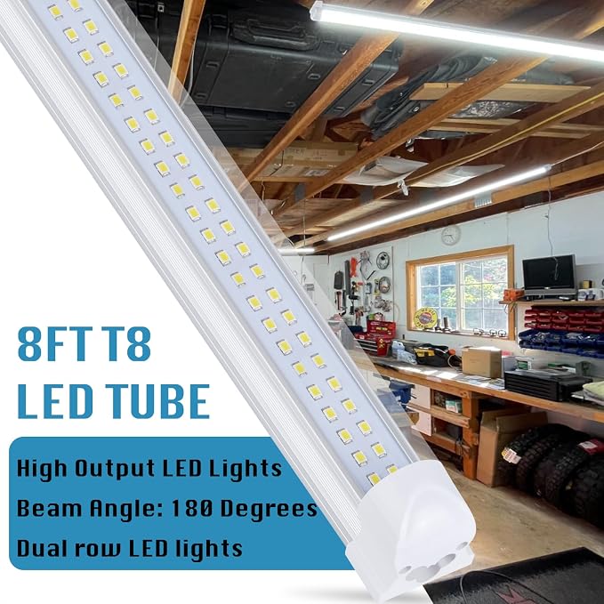 12 Pack, Led Shop Lights, 8FT Led Shop Light, 100W 6000K 15000LM Clear White - Image 3