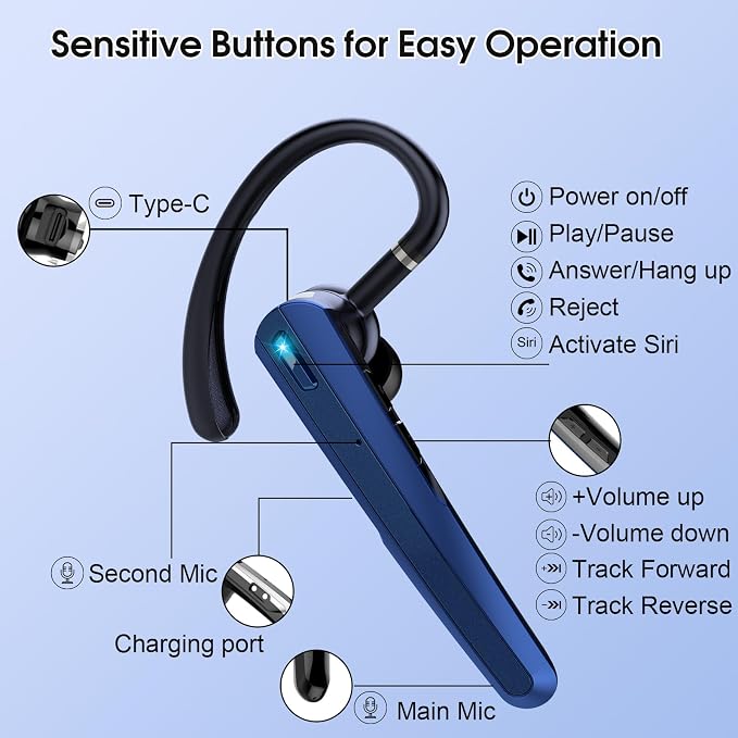Bluetooth Headset V5.3, Wireless Earpiece - Image 7