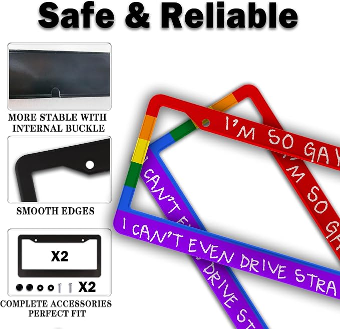 License Plate Frames Rainbow Automotive Exterior Accessories I'm So Gay I Can’t - Image 4