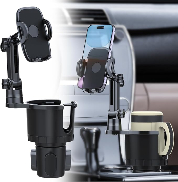 Cup Holder Phone Mount for Car, Upgraded 2 in 1 Car Cup Holder Expander Long Arm by Unknown