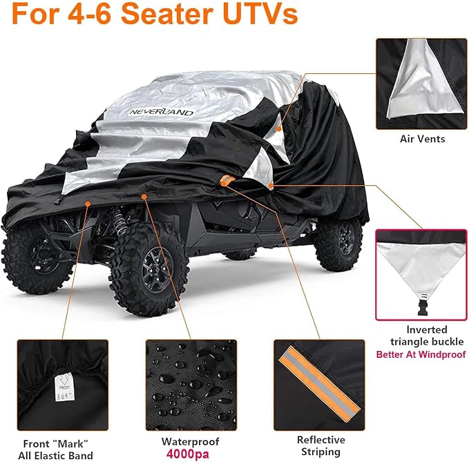 Neverland UTV Cover Waterproof 300D Heavy Duty 2-3 Seater/4-6 Seater 4 Door - Image 3
