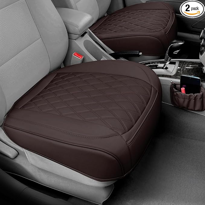 2 Pack Leather Front Car Seat Cover Bottom Car Seat, Anti-Slip and Full Wrap by BEITK