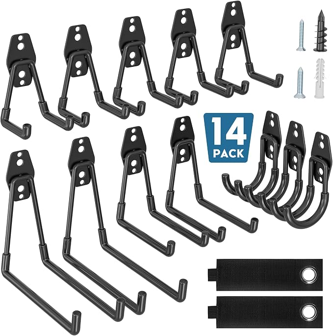 BONTEC Heavy Duty Garage Hooks, Anti-Slip Coated Black Steel by BONTEC