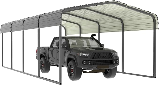 12x20 FT Outdoor Carport with Metal Roof, Heavy Duty Metal Carport Canopy by Yardenaler