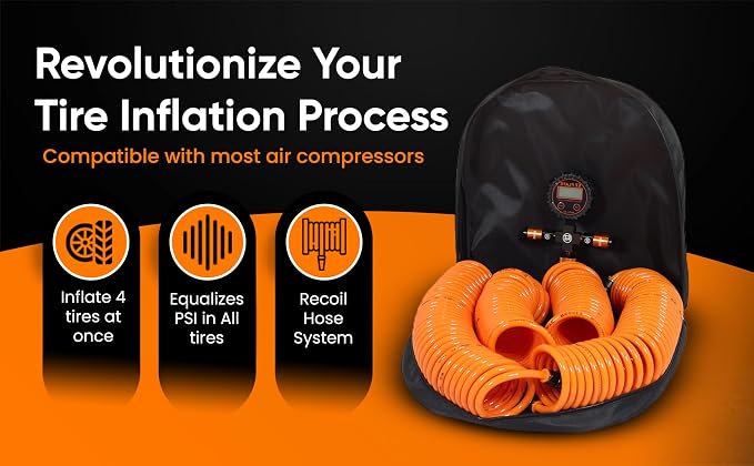 EZ FLATE 4 Tire Hose System | Heavy Duty | Truck or Car Tires | UTV Side By - Image 2